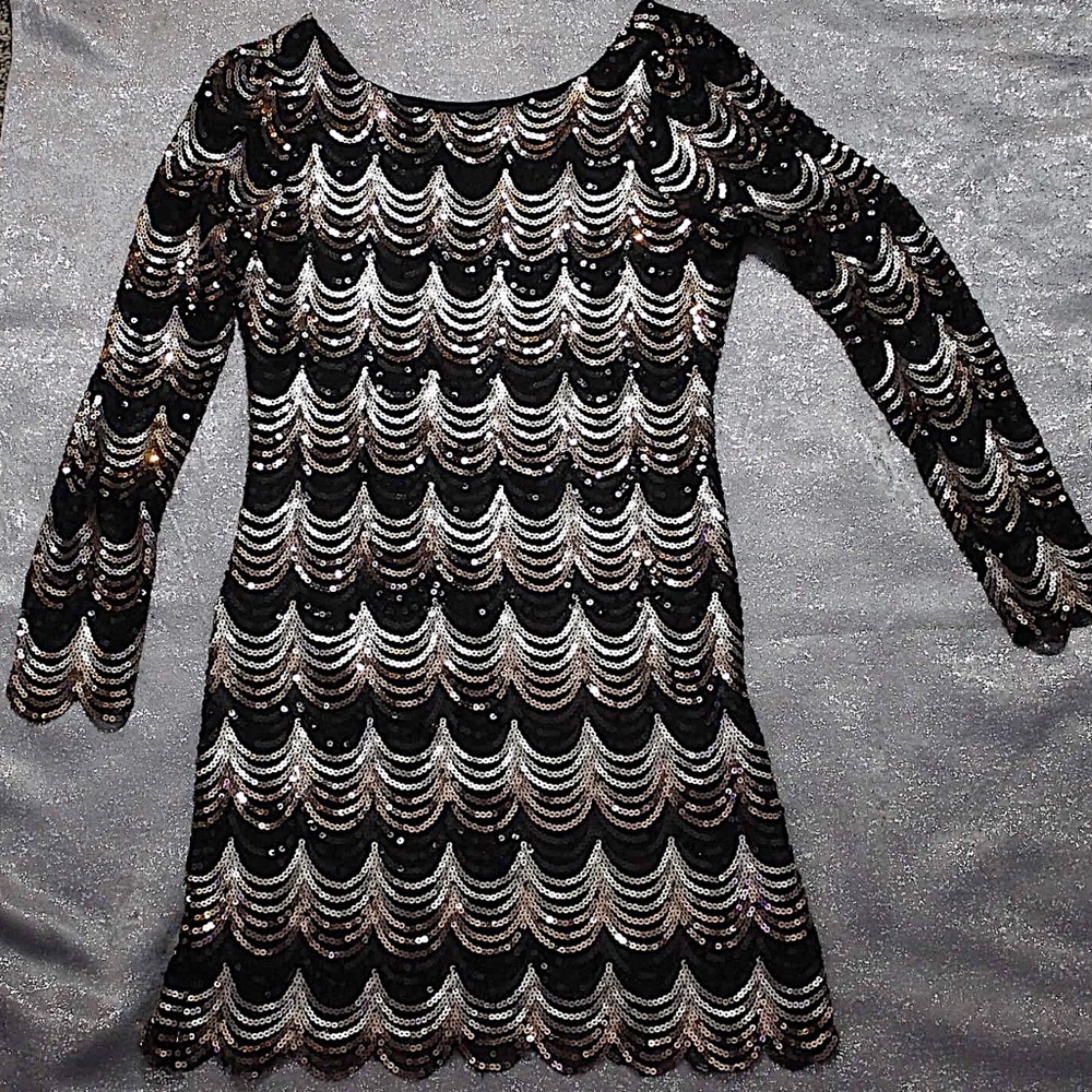 Scalloped sequin dress